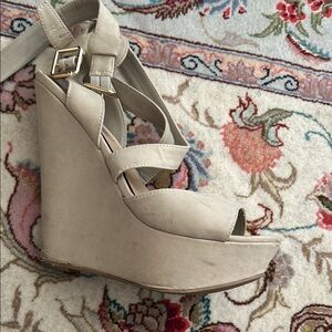 Elegant Beige Wedge Sandals